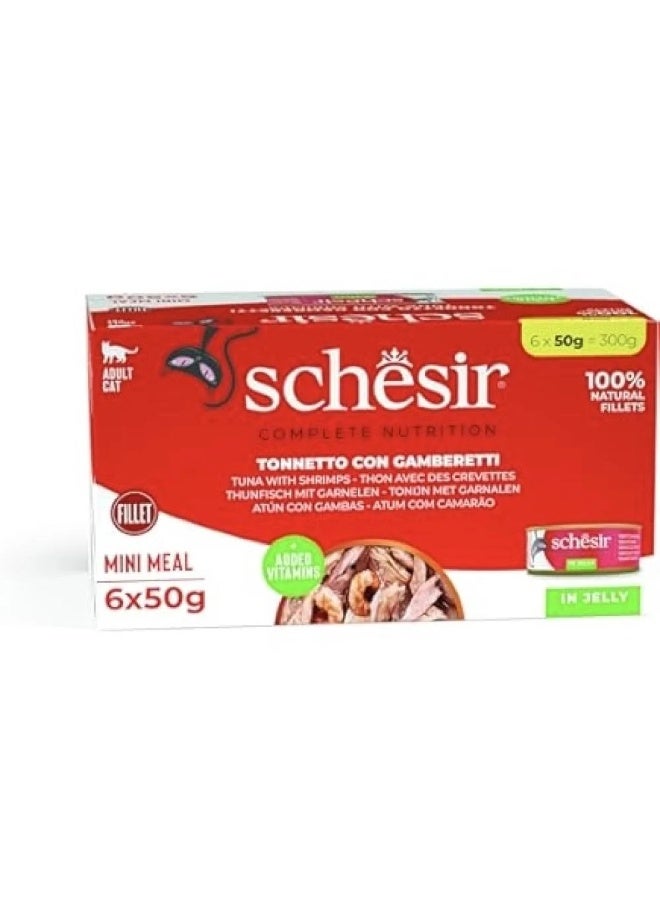 شيسر شيزر معلبات تونا مع الجمبري في الجيلي للقطط 6*50 جم - Image 1